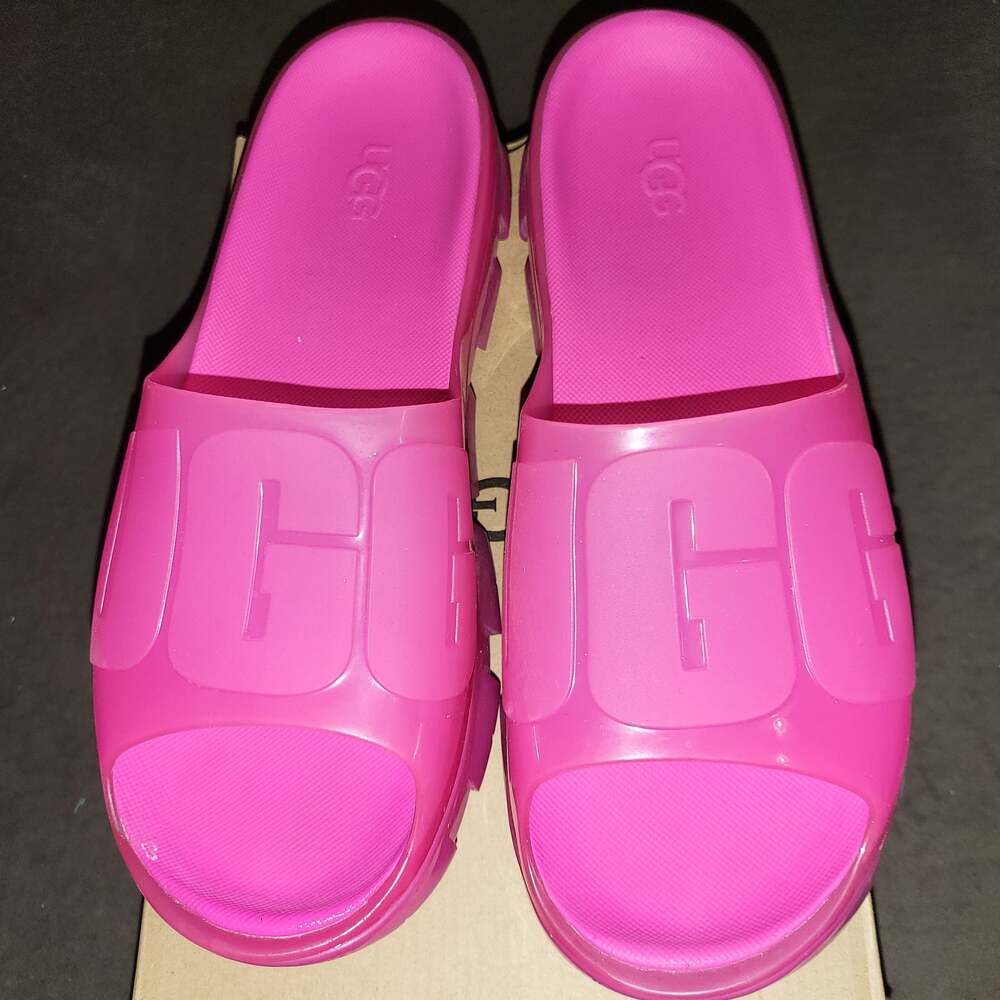 UGG Jella Clear Slide Sandals in Dragon Fruit Hot Pink